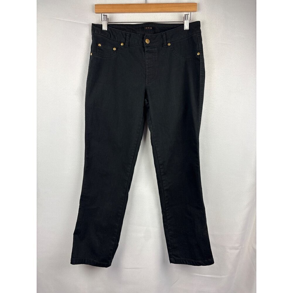 Iman Womens Black Straight-Leg Jeans S